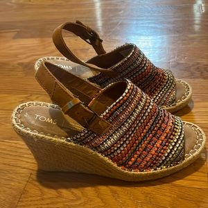Lightly worn Tom’s wedge sandals